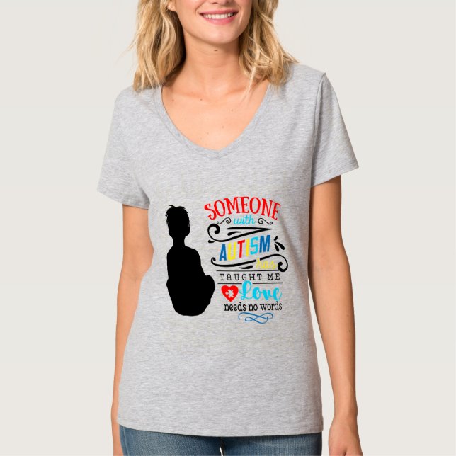 Medvetenhet om autism - Kvinnors grundläggande V-N T Shirt (Framsida)