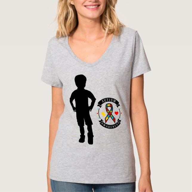 Medvetenhet om autism - Kvinnors grundläggande V-N T Shirt (Framsida)