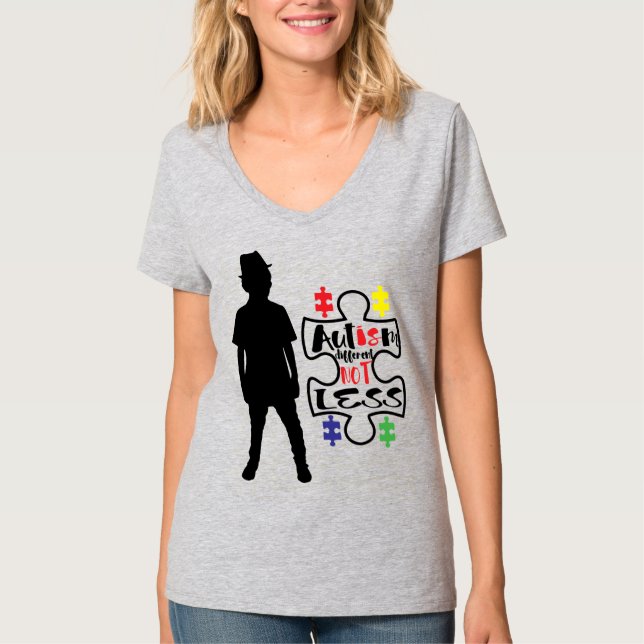 Medvetenhet om autism - Kvinnors grundläggande V-N T Shirt (Framsida)