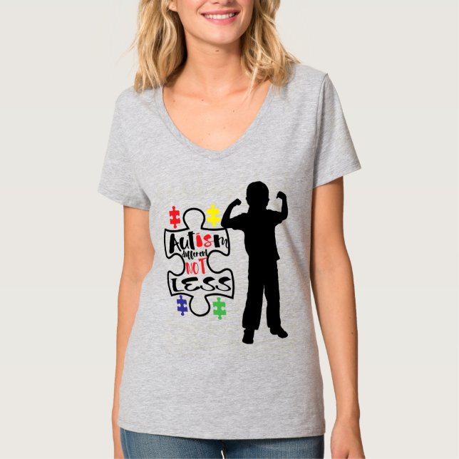 Medvetenhet om autism - Kvinnors grundläggande V-N T Shirt (Framsida)