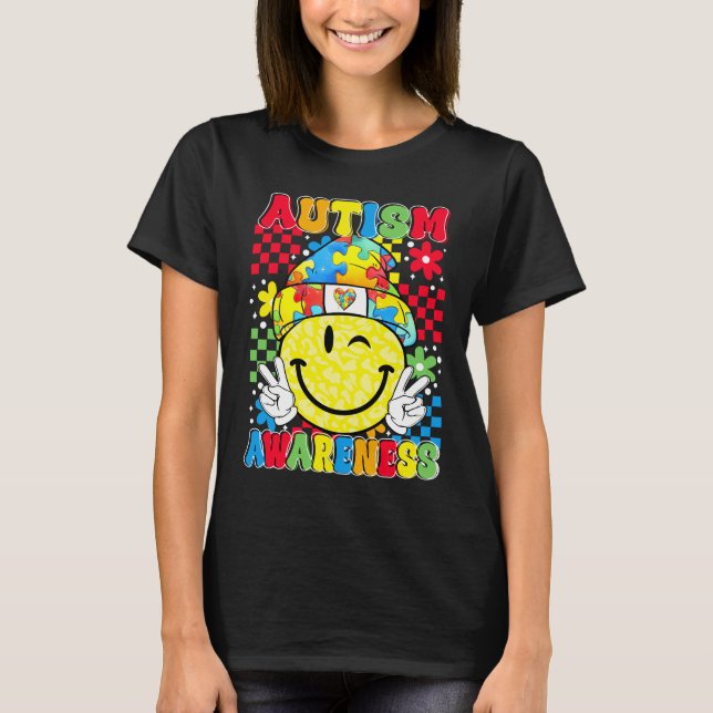 medvetenhet om autism leende t shirt (Framsida)