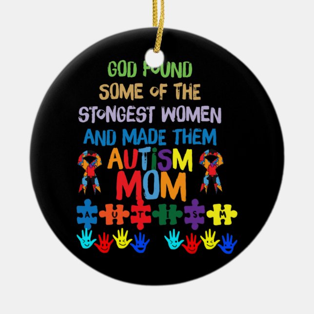 Medvetenhet om autism Månad för regnbåge i Mamma M Julgransprydnad Keramik (Framsidan)