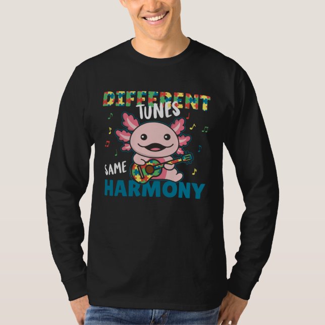 Medvetenhet om autism månad Olika melodier Samma h T Shirt (Framsida)