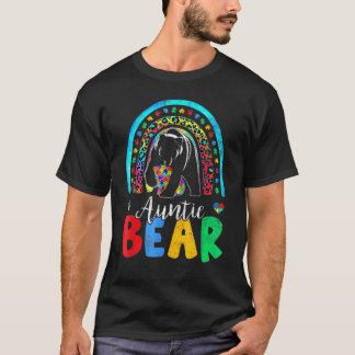 Medvetenhet om autism månad regnbåge Auntie Bear s T Shirt