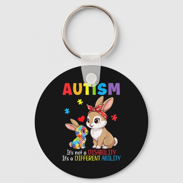 Medvetenhet om autism Mor Kanin Annorlunda Förmåga Nyckelring (Framsida)