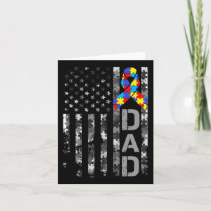 Medvetenhet om autism Pappa USA flagga Fars dag 1 Kort