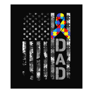Medvetenhet om autism Pappa USA flagga Fars dag Fototryck