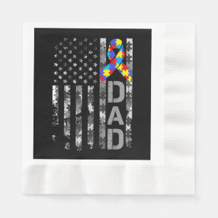 Medvetenhet om autism Pappa USA flagga Fars dag Pappersservett