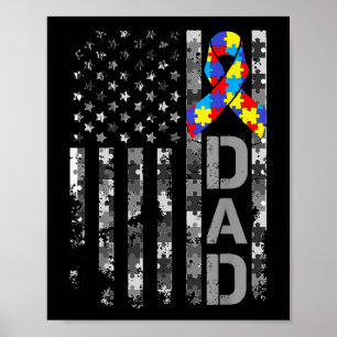 Medvetenhet om autism Pappa USA flagga Fars dag Poster