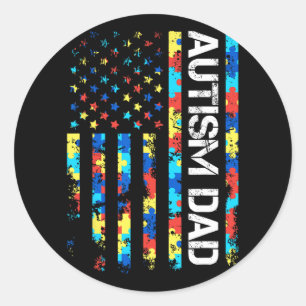 Medvetenhet om autism Pappa USA flagga Fars dag Runt Klistermärke