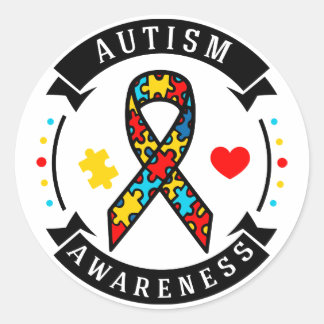 Medvetenhet om autism runt klistermärke