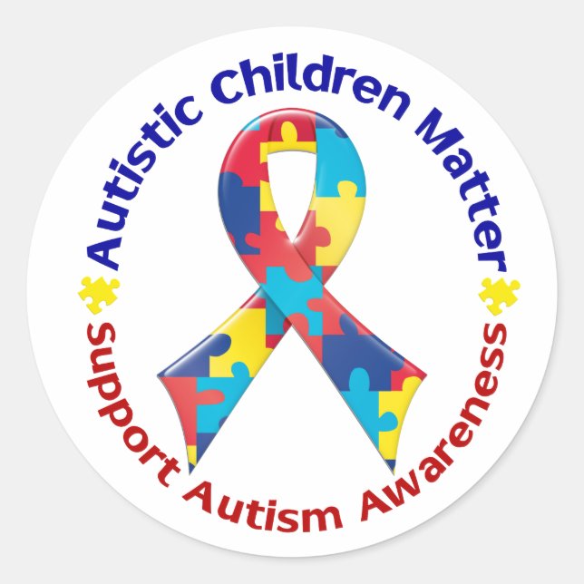 Medvetenhet om autism runt klistermärke (Framsida)
