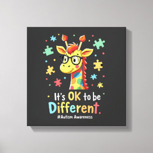 Medvetenhet om autism Söt giraff Djur Det är ok at Canvastryck