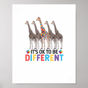 Medvetenhet om autism Söt giraff Djur Det är ok at Poster