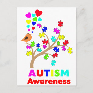 Medvetenhet om autism träd vykort