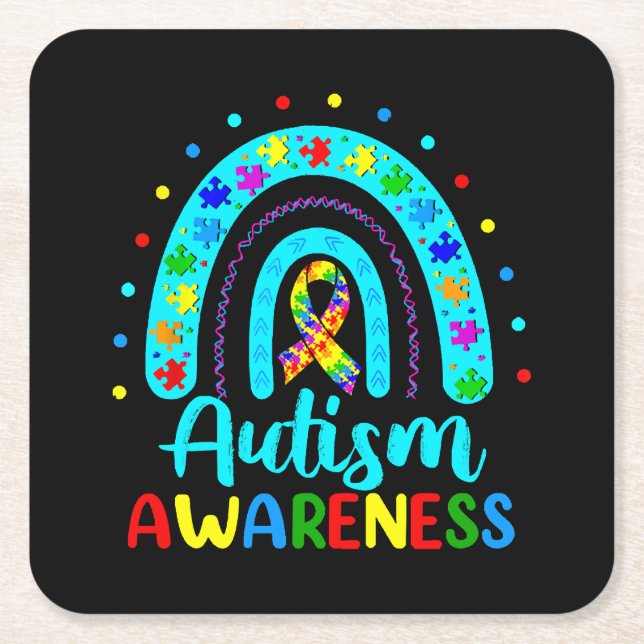 Medvetenhet om autism underlägg papper kvadrat (Framsidan)