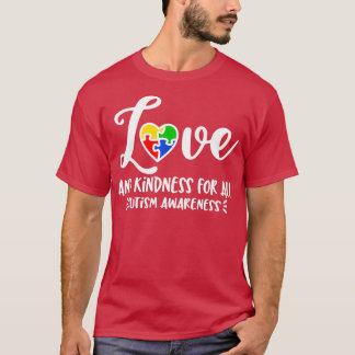 Medvetenhet om autism vid autism i kärlek, regnbåg t shirt