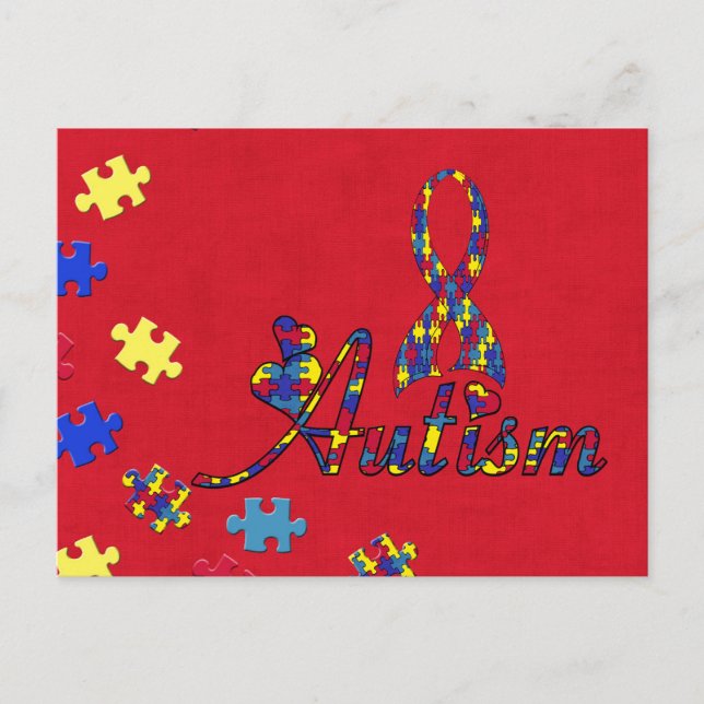Medvetenhet om autism vykort (Framsida)