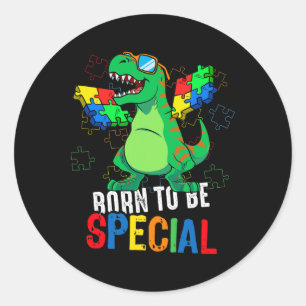 Medvetenhet om barn i autism Dino Småbarn Boys Din Runt Klistermärke