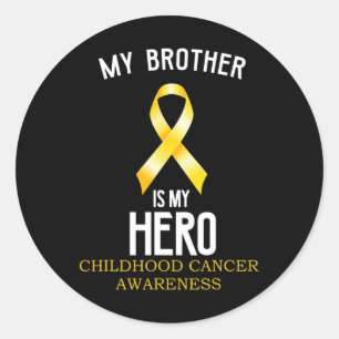 Medvetenhet om barncancer Min bror är min hjälte Runt Klistermärke