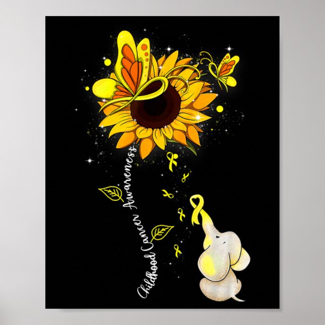 Medvetenhet om barncancer Solros Elephant Manar Poster (Framsidan)
