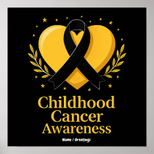 Medvetenhet om barncancer Warrior Guldhjärta Poster