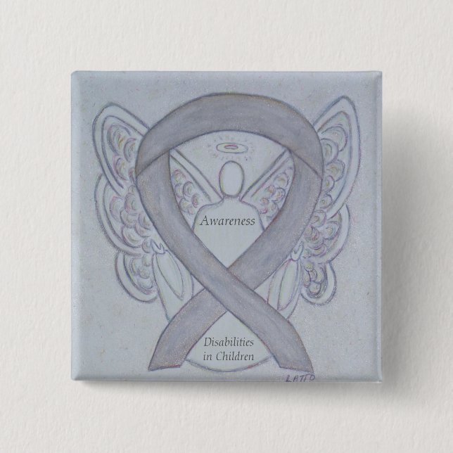 Medvetenhet om barns funktionsnedsättning Ribbon A Knapp (Framsida)
