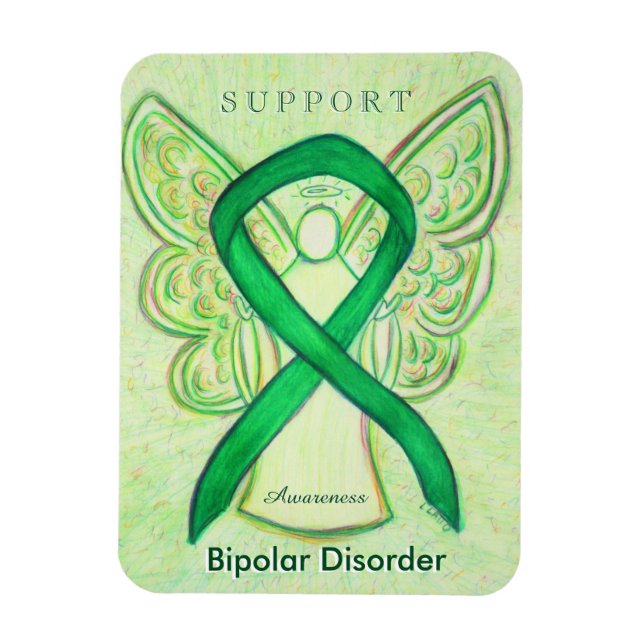 Medvetenhet om bipolär sjukdom Ribbon Angel Magnet (Vertikal)
