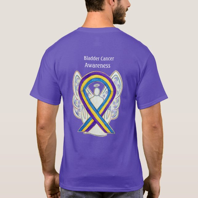 Medvetenhet om blåscancer Ribbon Angel Anpassnings T-shirt (Baksida)