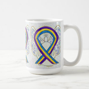 Medvetenhet om blåscancer Ribbon Angel Art Mugg