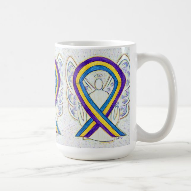 Medvetenhet om blåscancer Ribbon Angel Art Mugg (Höger)