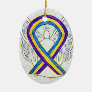 Medvetenhet om blåscancer Ribbon Angel Ornament
