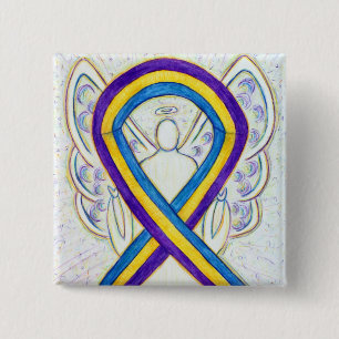 Medvetenhet om blåscancer Ribbon Angel Pin Buttons Knapp