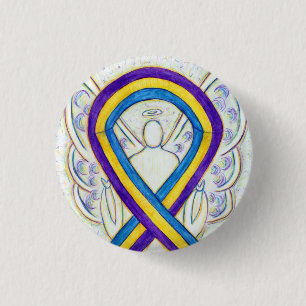 Medvetenhet om blåscancer Ribbon Angel Pin Buttons Knapp