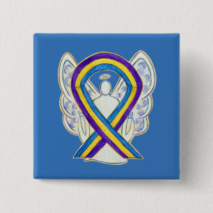 Medvetenhet om blåscancer Ribbon Angel Pin Buttons Knapp