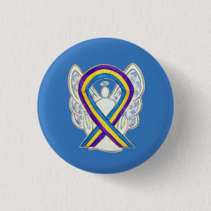 Medvetenhet om blåscancer Ribbon Angel Pin Buttons Knapp