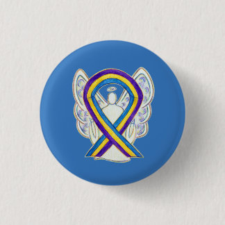 Medvetenhet om blåscancer Ribbon Angel Pin Buttons Knapp