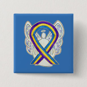 Medvetenhet om blåscancer Ribbon Angel Pin Buttons Knapp