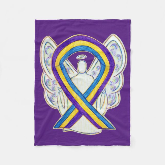 Medvetenhet om blåscancer Ribbon Angel Soft Blanke Fleecefilt (Framsidan)
