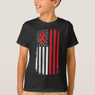 Medvetenhet om blodcancer Amerikansk Flagga T Shirt