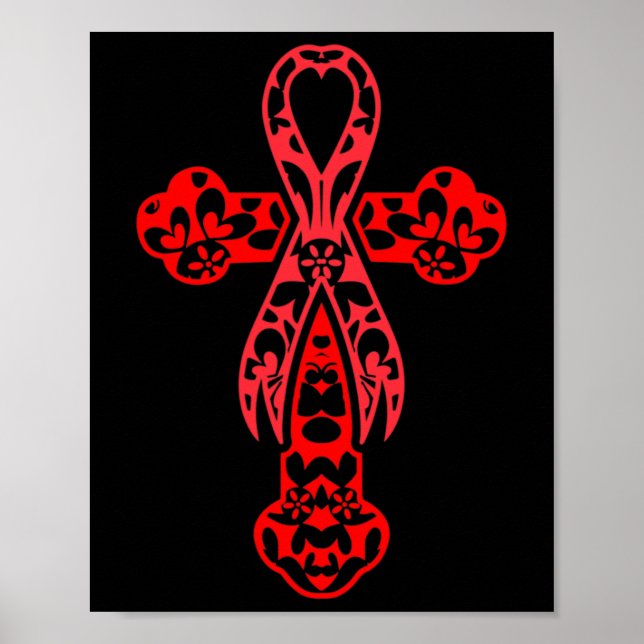 Medvetenhet om blodcancer Kor Gud Red Ribbon Faith Poster (Framsidan)