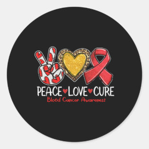 Medvetenhet om blodcancer Peace Kärlek Cure Red Ri Runt Klistermärke