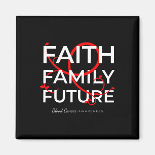 Medvetenhet om blodcancer Red Ribbon Faith Family Magnet