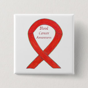 Medvetenhet om blodcancer Ribbon Anpassningsbar St Knapp
