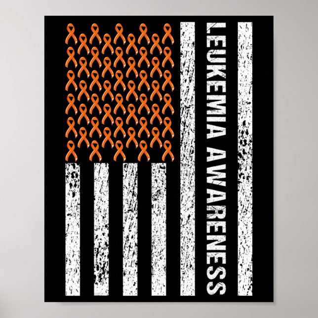 Medvetenhet om blodcancer Ribbon Orange Leukemi Fl Poster (Framsidan)