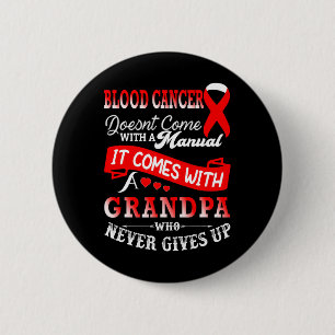 Medvetenhet om blodcancer Röd band Grandpa-stöd Knapp