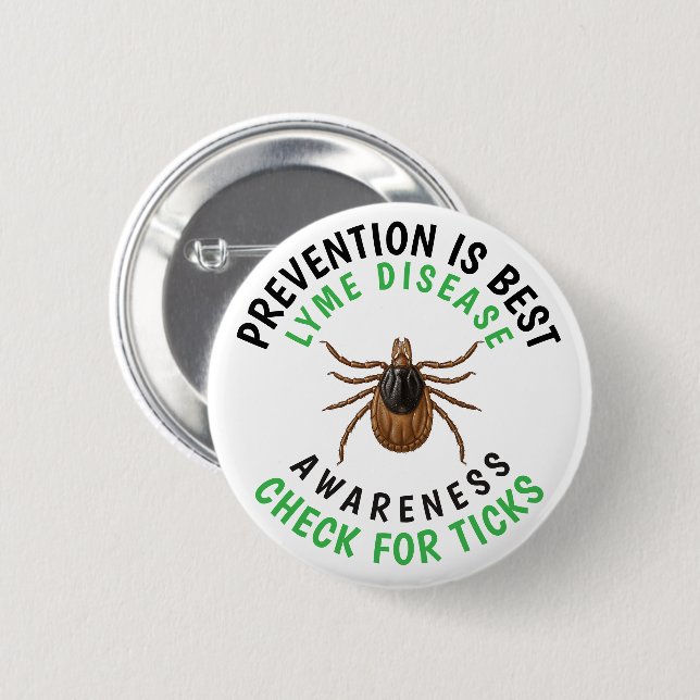 Medvetenhet om borrelia | Fästing  Knapp (Framsida & baksida)