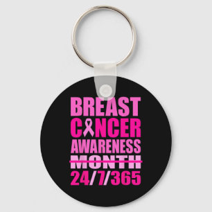 Medvetenhet om bröstcancer 24 7 365 dagar Rosa Bre Nyckelring
