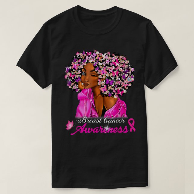 Medvetenhet om bröstcancer Afrikas amerikanska kvi T Shirt (Design framsida)