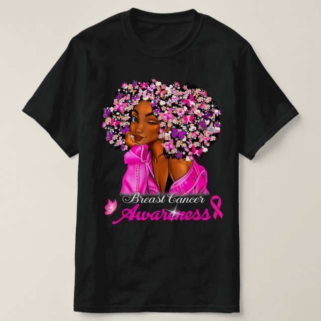Medvetenhet om bröstcancer Afrikas amerikanska kvi T Shirt (Design framsida)